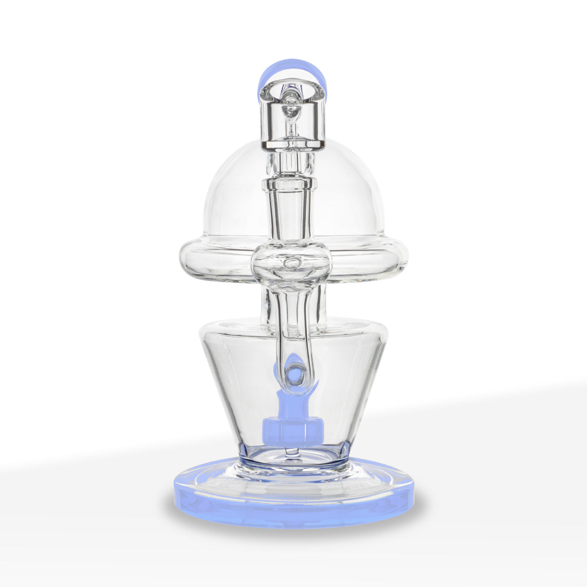 Dab Rig | Dome Rig with Showerhead Perc | 7" - Glass - Various Colors - Biohazard Inc - Milk Blue