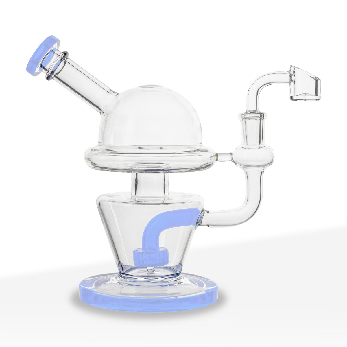 Dab Rig | Dome Rig with Showerhead Perc | 7" - Glass - Various Colors - Biohazard Inc - Milk Blue