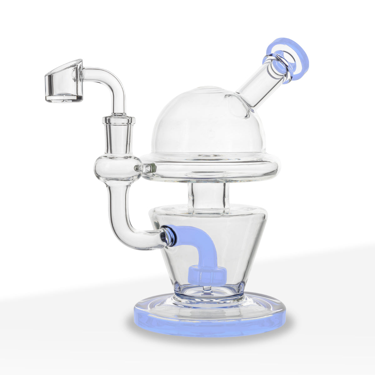 Dab Rig | Dome Rig with Showerhead Perc | 7" - Glass - Various Colors - Biohazard Inc - Milk Blue