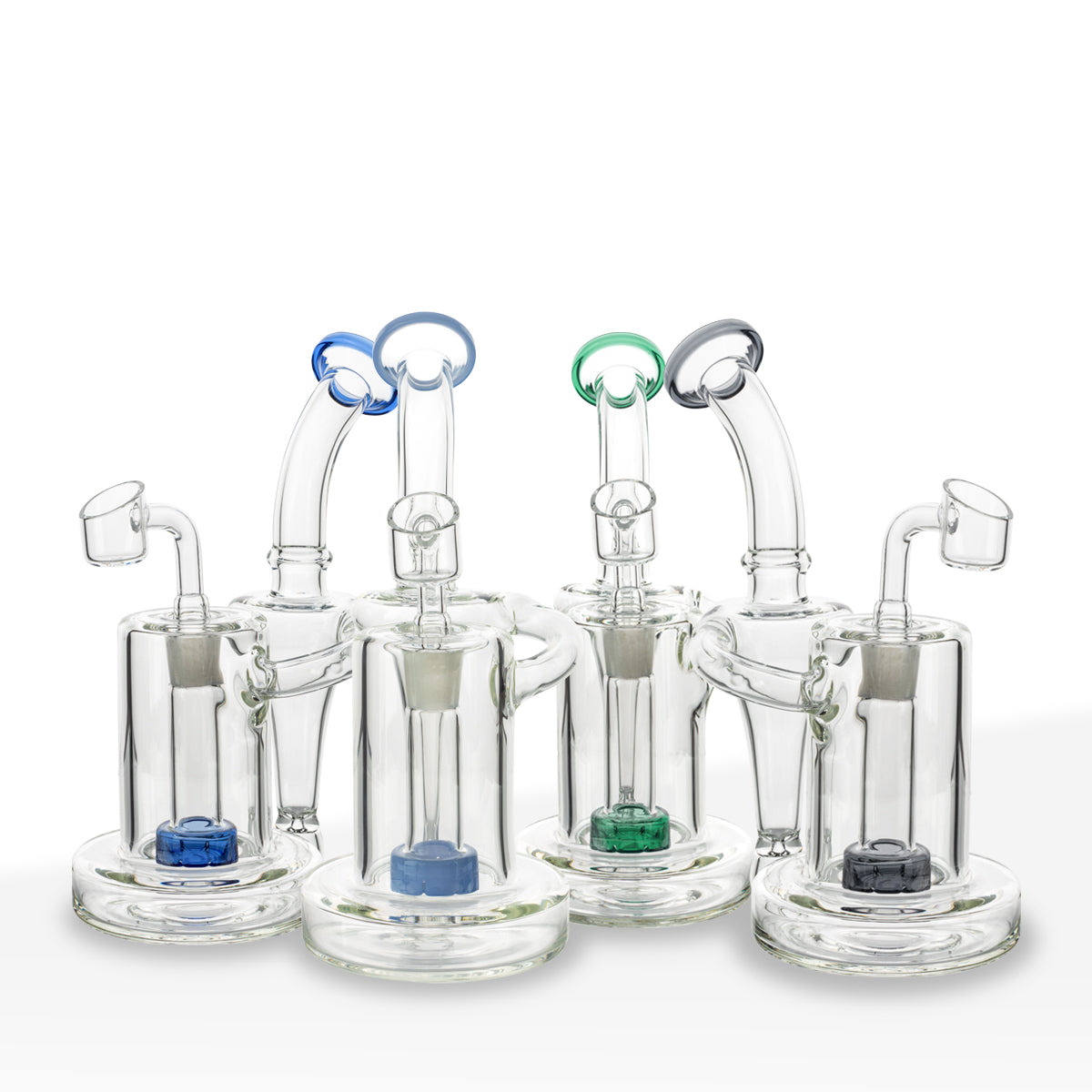 Dab Rig | Color Trim Rig w/ Color Showerhead Perc | 7.5" - Glass - Assorted Colors - Biohazard Inc