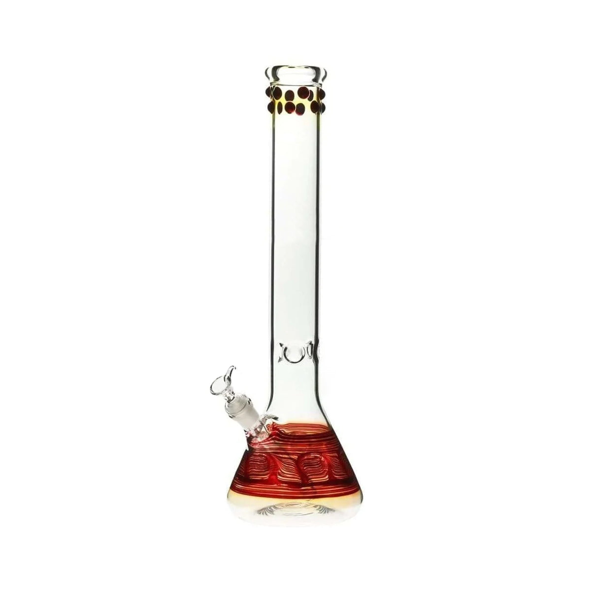 Wrap & Rake | Artistic Beaker Water Pipe | 18" - 19mm - Red w/ Marbles