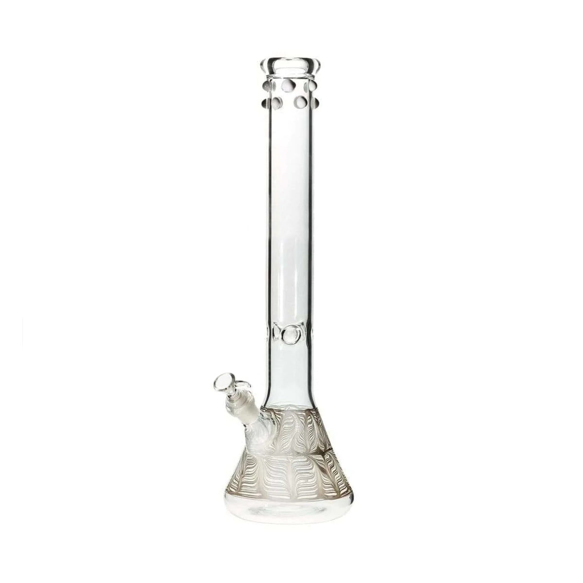 Wrap & Rake | Artistic Beaker Water Pipe | 18" - 19mm - White w/ Marbles