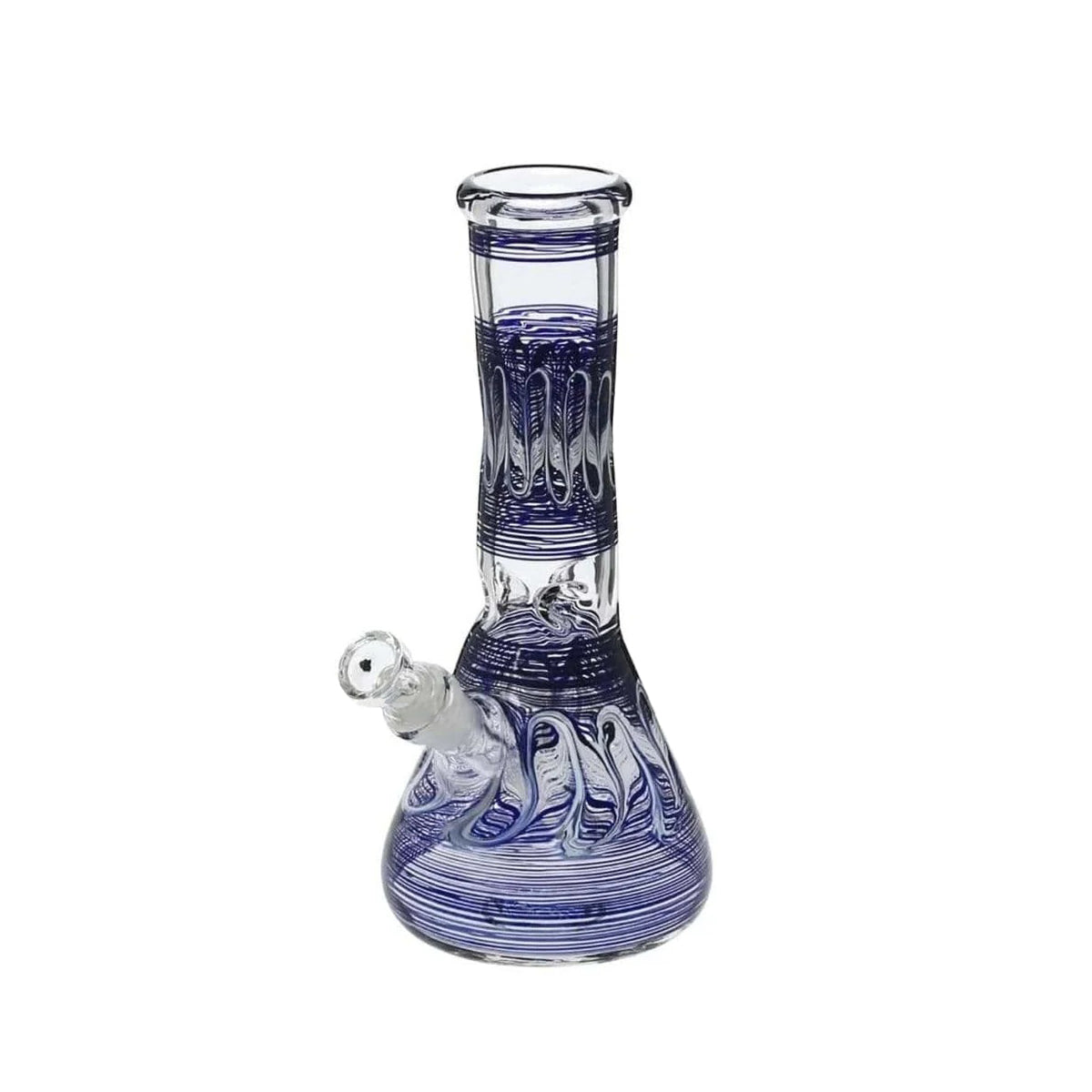 Wrap & Rake | Artistic Beaker Water Pipe | 10" - 19mm - Blue & White