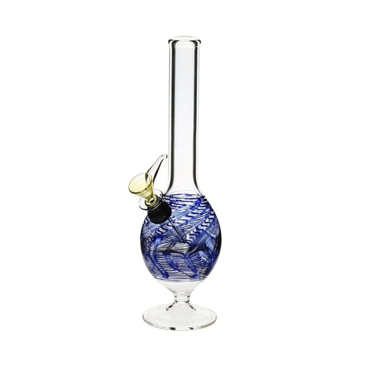 Wrap & Rake | Oval Chamber Martini Water Pipe | 8" - Slide - Biohazard Inc - Blue
