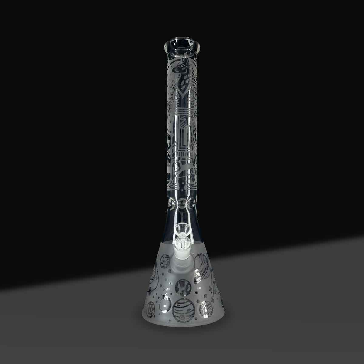 Water Pipe | Etched Celestial Beaker Water Pipe | 18" - Glass - Clear - Biohazard Inc