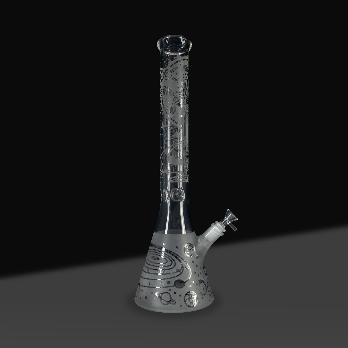 Water Pipe | Etched Celestial Beaker Water Pipe | 18" - Glass - Clear - Biohazard Inc