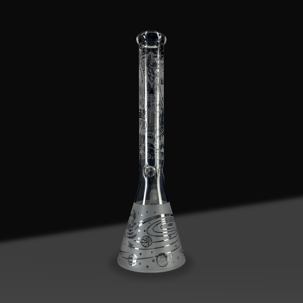 Water Pipe | Etched Celestial Beaker Water Pipe | 18" - Glass - Clear - Biohazard Inc