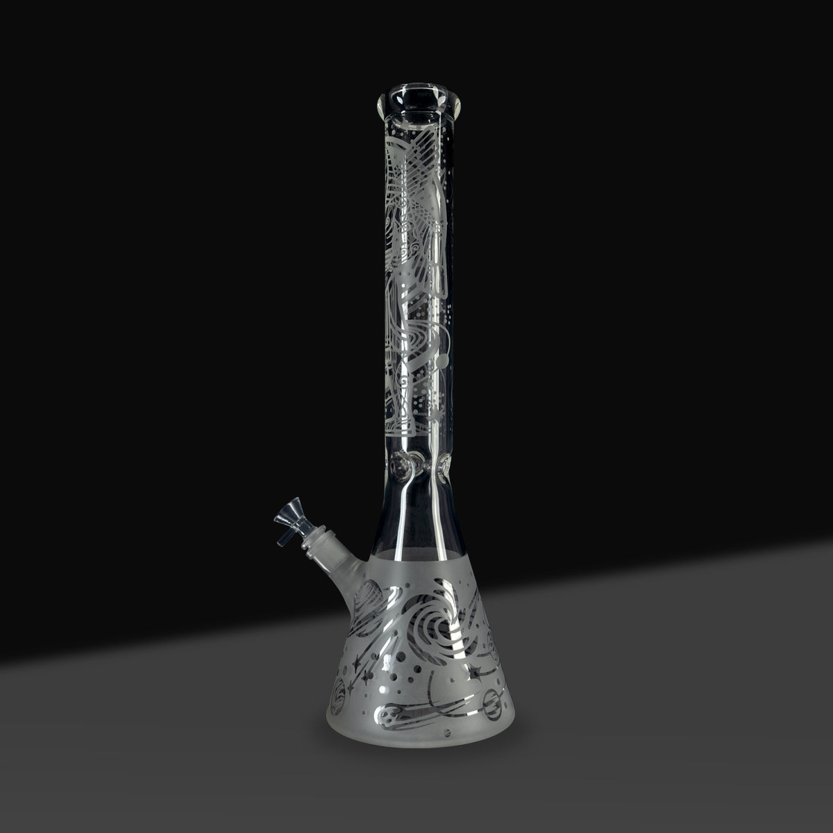 Water Pipe | Etched Celestial Beaker Water Pipe | 18" - Glass - Clear - Biohazard Inc