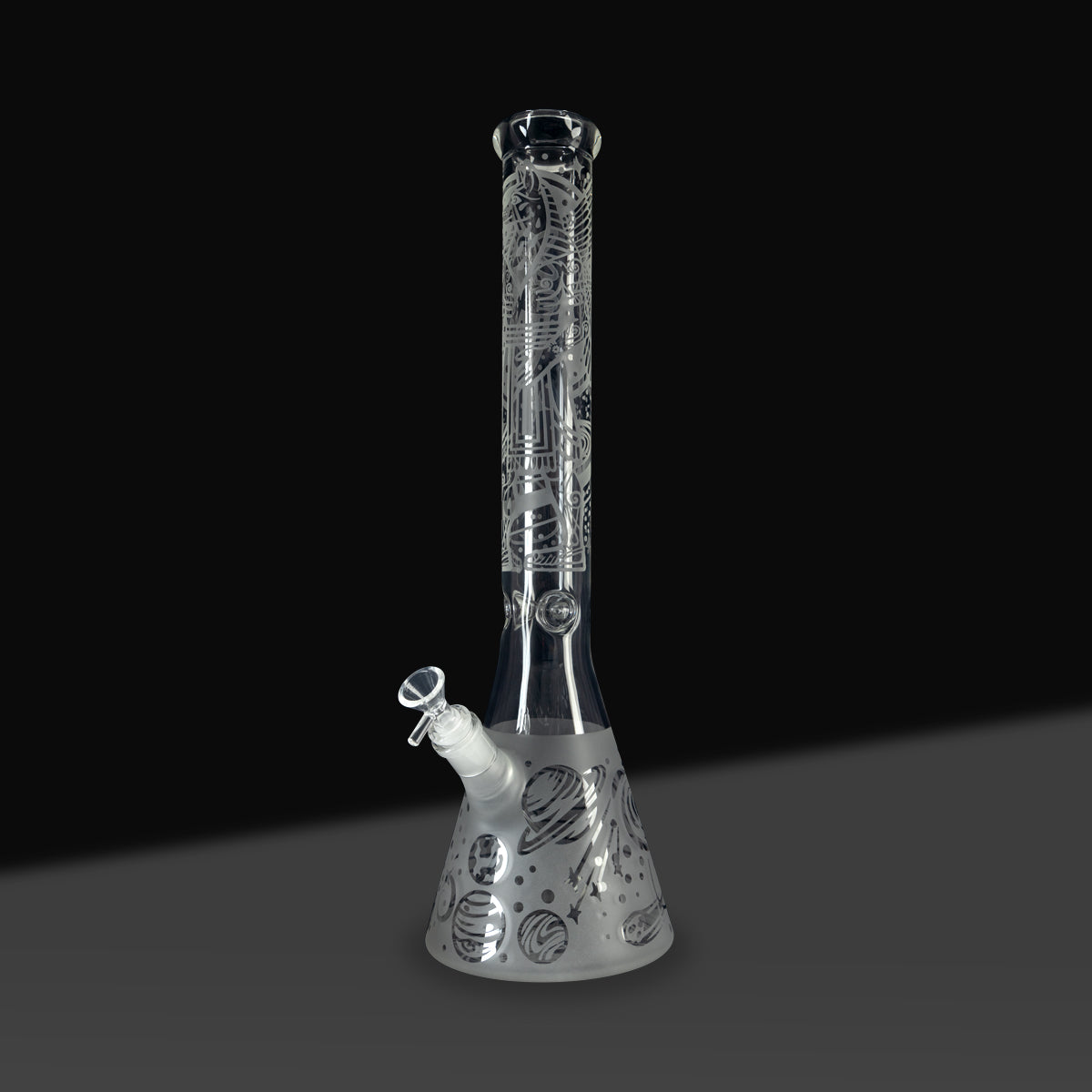 Water Pipe | Etched Celestial Beaker Water Pipe | 18" - Glass - Clear - Biohazard Inc