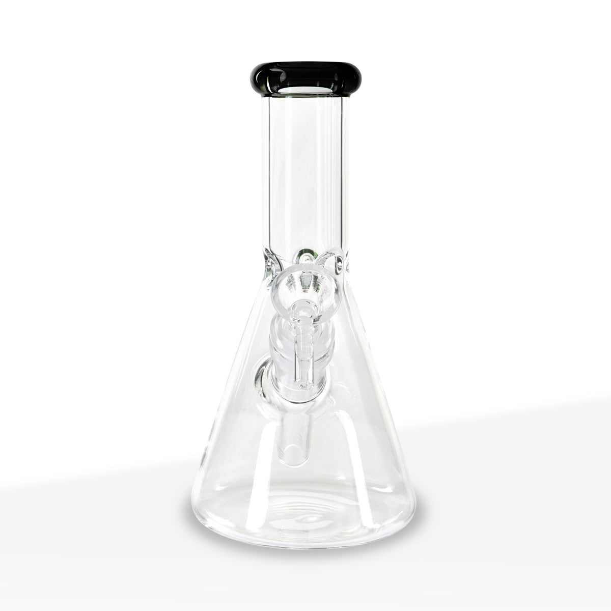 Water Pipe | 5mm Color Trim Beaker | 8" - Glass - Various Colors - Biohazard Inc - Black Trim