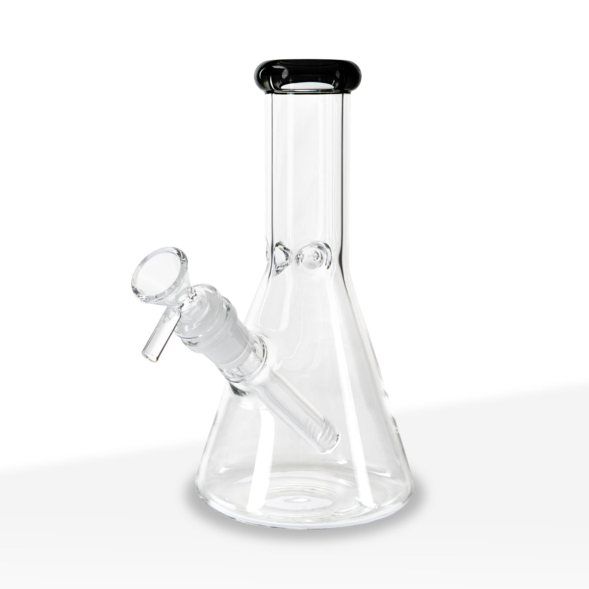 Water Pipe | 5mm Color Trim Beaker | 8" - Glass - Various Colors - Biohazard Inc - Black Trim