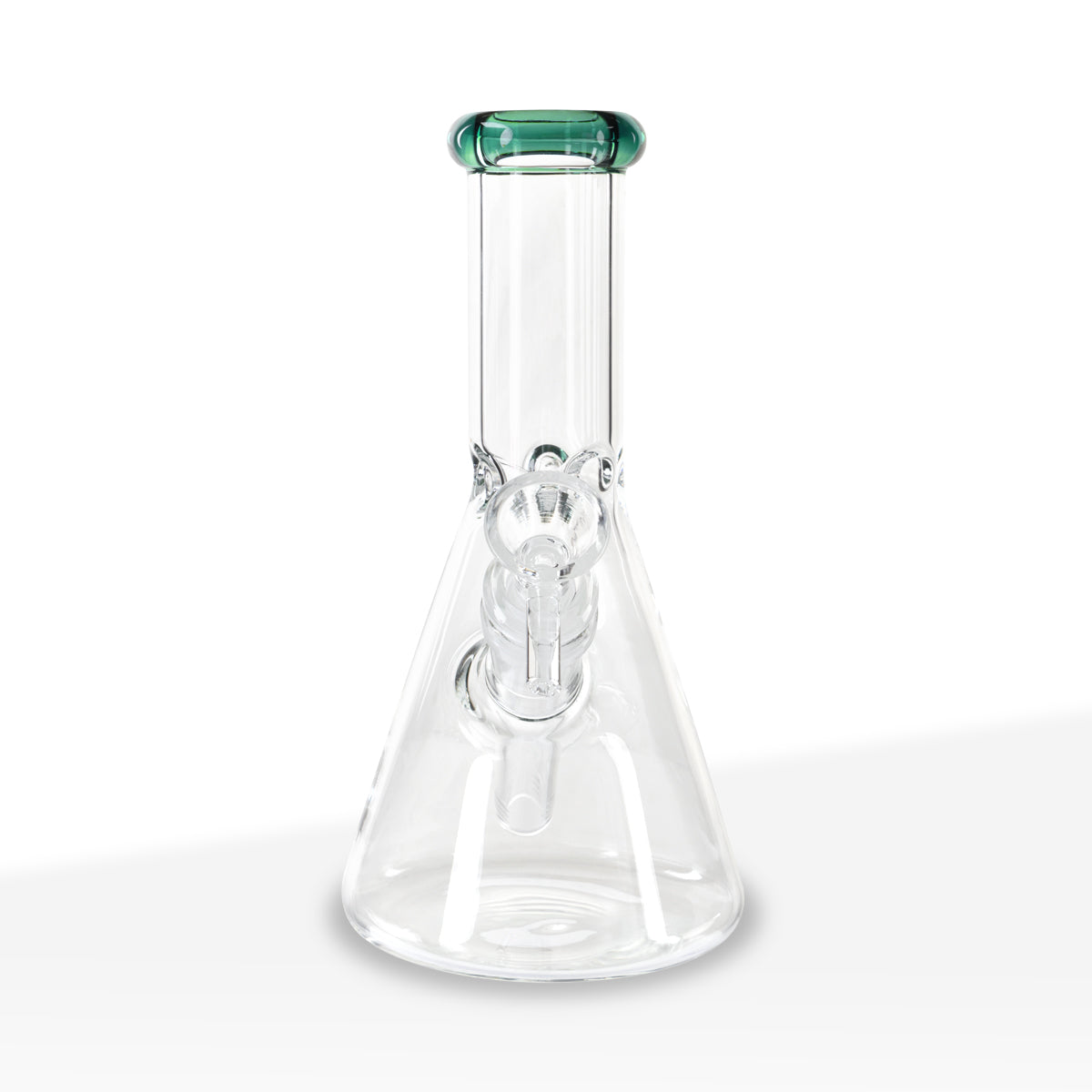 Water Pipe | 5mm Color Trim Beaker | 8" - Glass - Various Colors - Biohazard Inc - Teal Trim