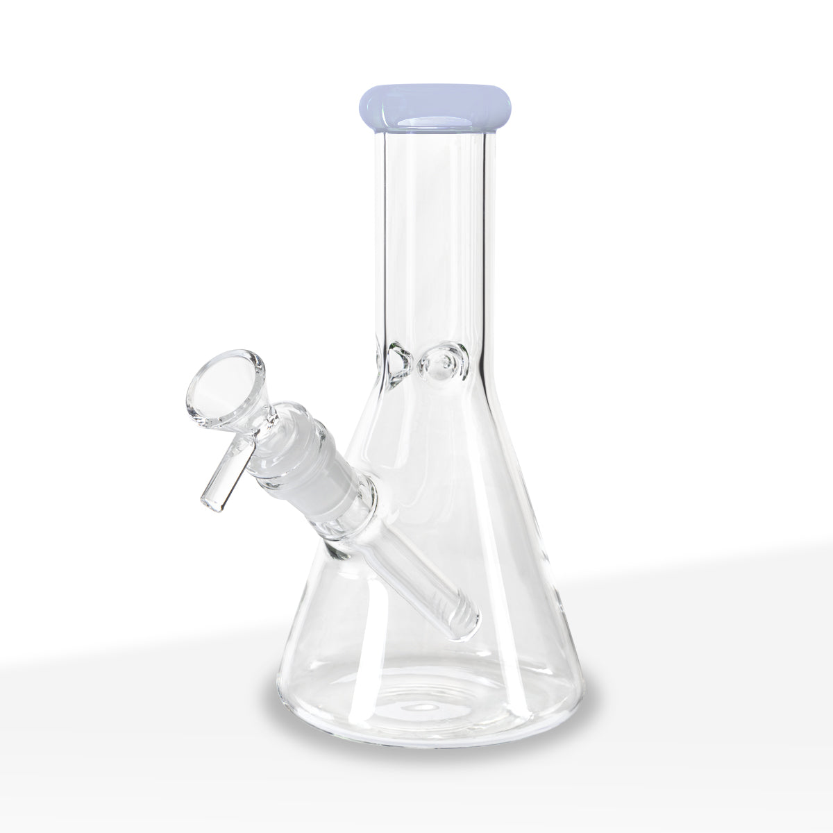 Water Pipe | 5mm Color Trim Beaker | 8" - Glass - Various Colors - Biohazard Inc - Cerulean Blue Trim