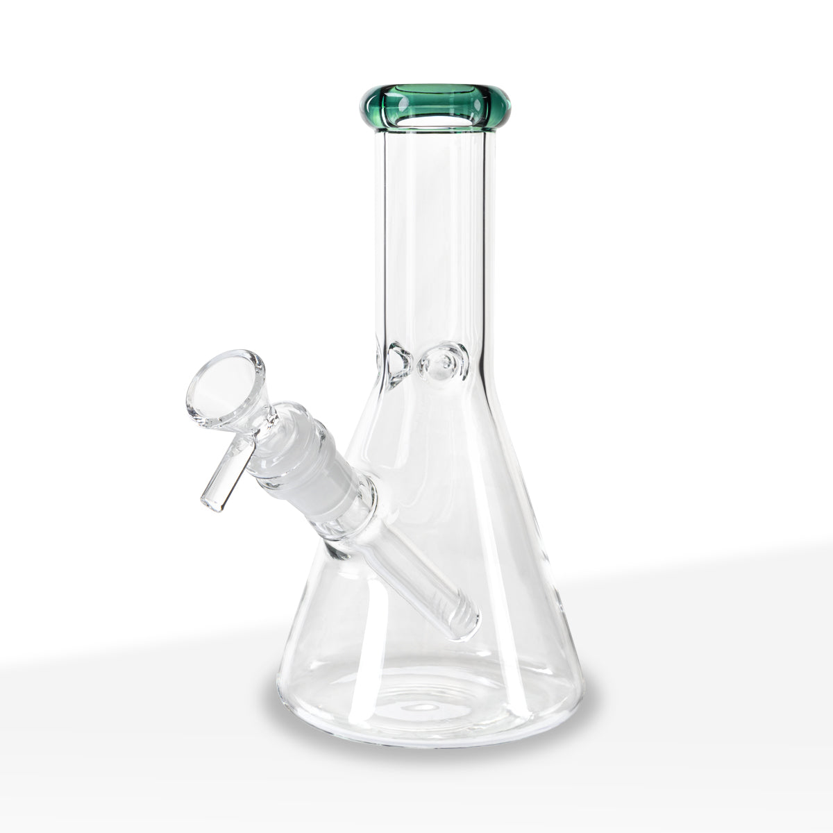 Water Pipe | 5mm Color Trim Beaker | 8" - Glass - Various Colors - Biohazard Inc - Teal Trim