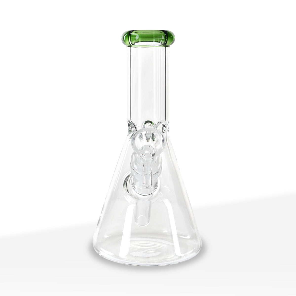Water Pipe | 5mm Color Trim Beaker | 8" - Glass - Various Colors - Biohazard Inc - Green Trim