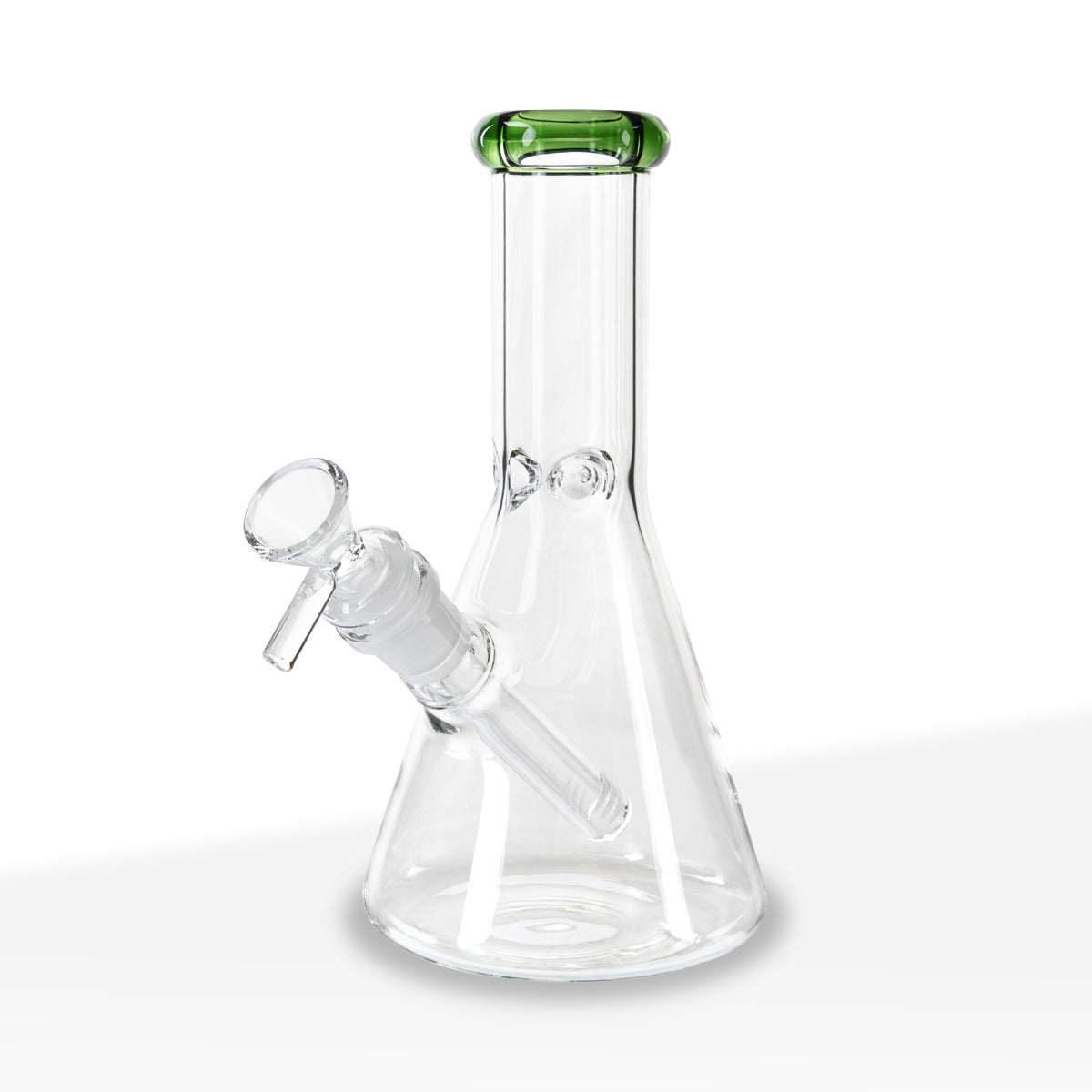 Water Pipe | 5mm Color Trim Beaker | 8" - Glass - Various Colors - Biohazard Inc - Green Trim