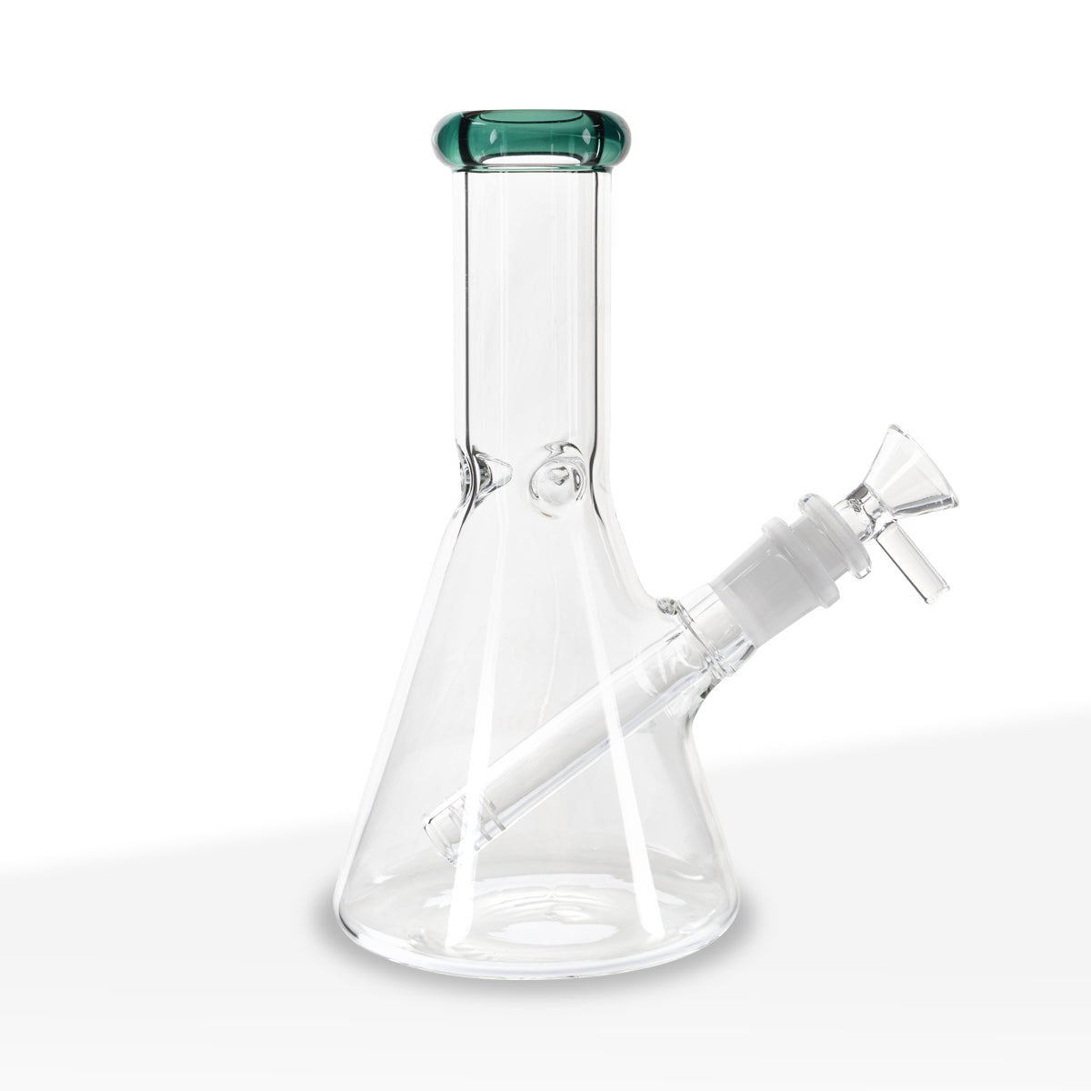 Water Pipe | 5mm Color Trim Beaker | 8" - Glass - Various Colors - Biohazard Inc - Jade Green Trim