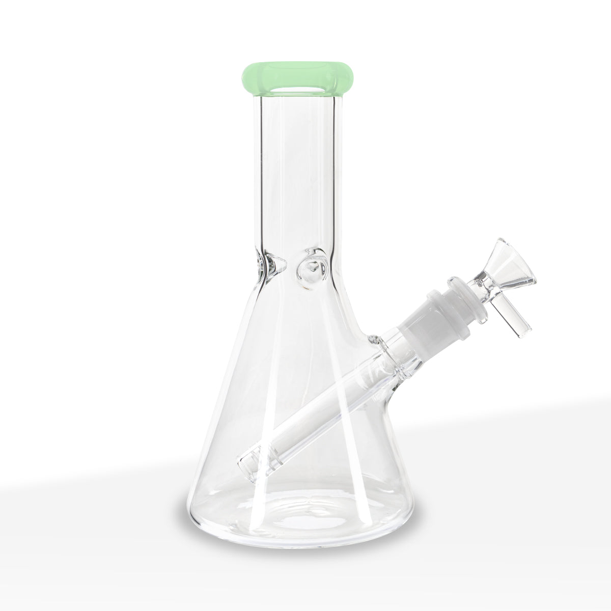 Water Pipe | 5mm Color Trim Beaker | 8" - Glass - Various Colors - Biohazard Inc - Jade Green Trim