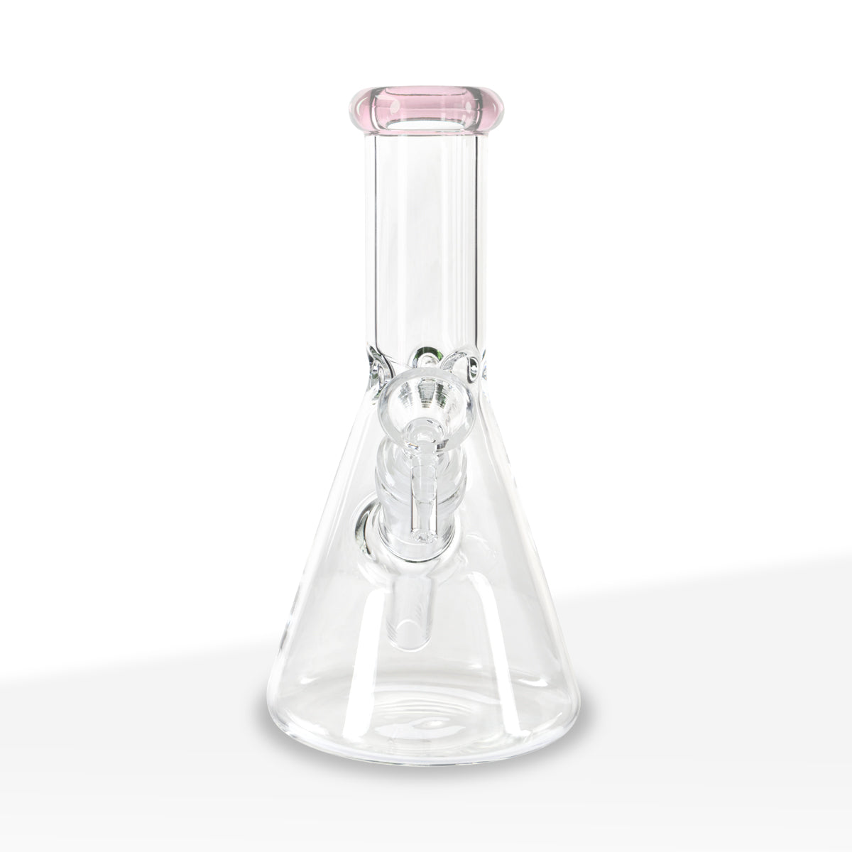 Water Pipe | 5mm Color Trim Beaker | 8" - Glass - Various Colors - Biohazard Inc - Pink Trim