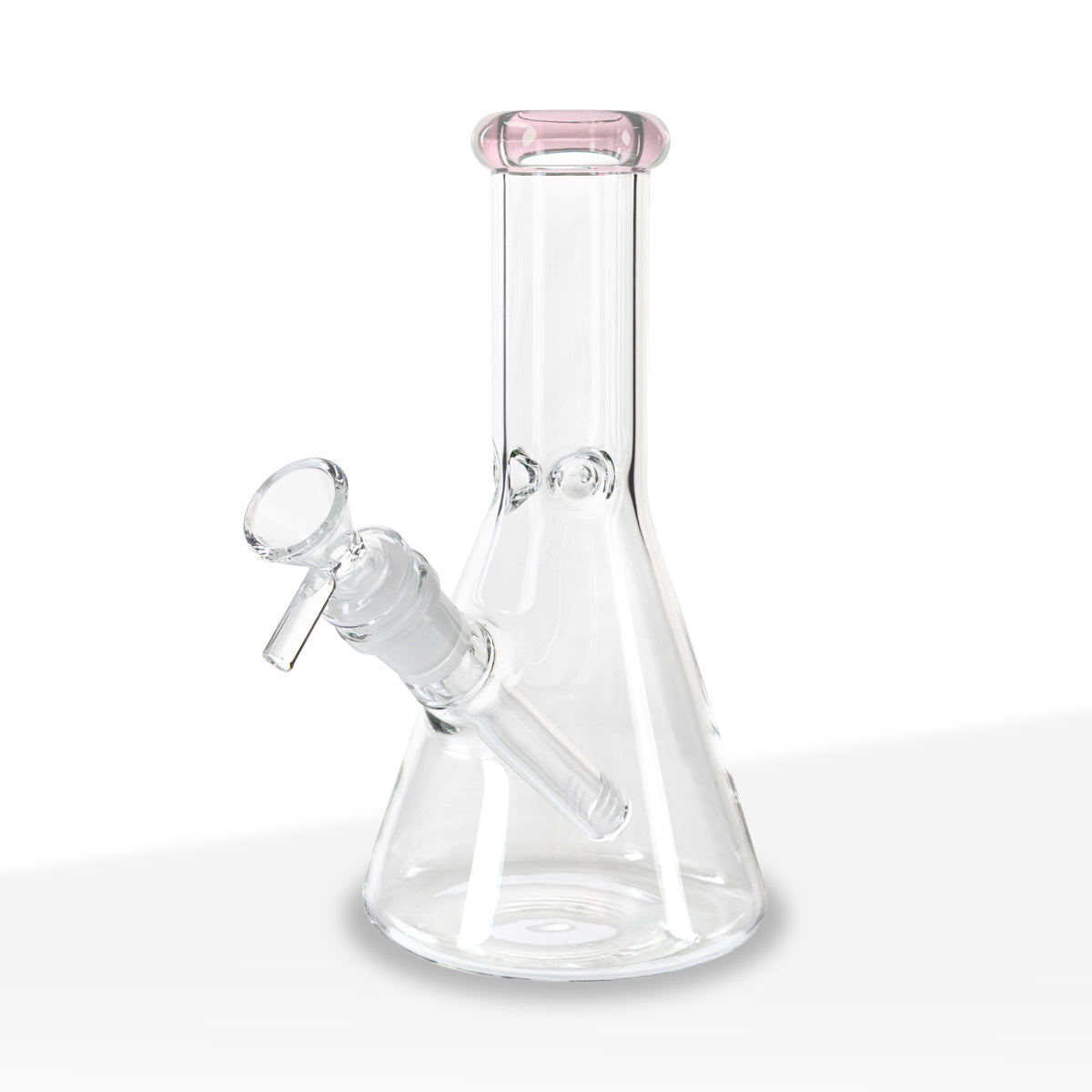 Water Pipe | 5mm Color Trim Beaker | 8" - Glass - Various Colors - Biohazard Inc - Pink Trim