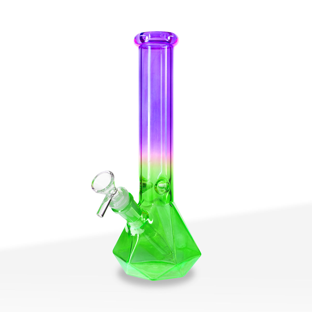 Water Pipe | 4mm Hexagon Base Beaker | 10" - Glass - Assorted Colors - Biohazard Inc - Purple and Green