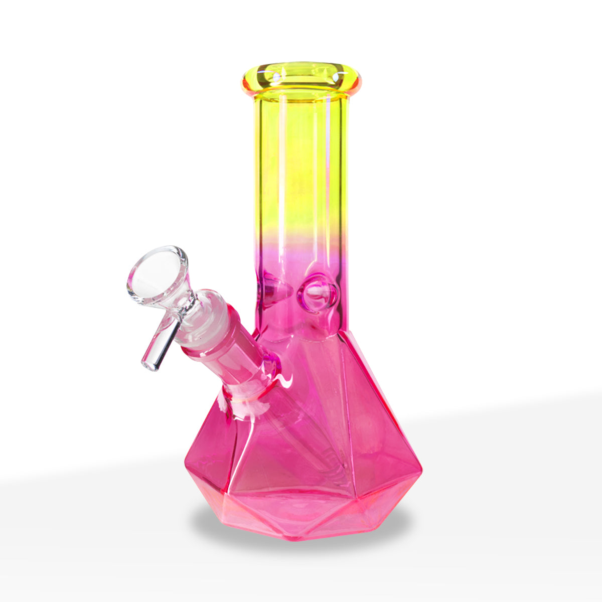 Water Pipe | 4mm Hexagon Base Beaker | 7" - Glass - Assorted Colors - Biohazard Inc - Group Image - Electric Yellow and Pink