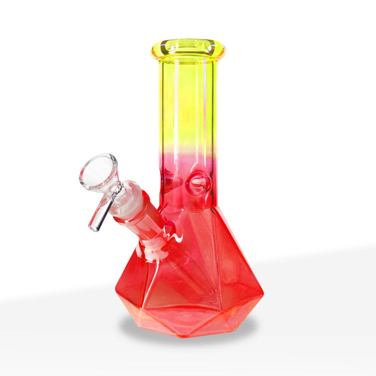 Water Pipe | 4mm Hexagon Base Beaker | 7" - Glass - Assorted Colors - Biohazard Inc - Group Image - Electric Yellow and Ruby Red