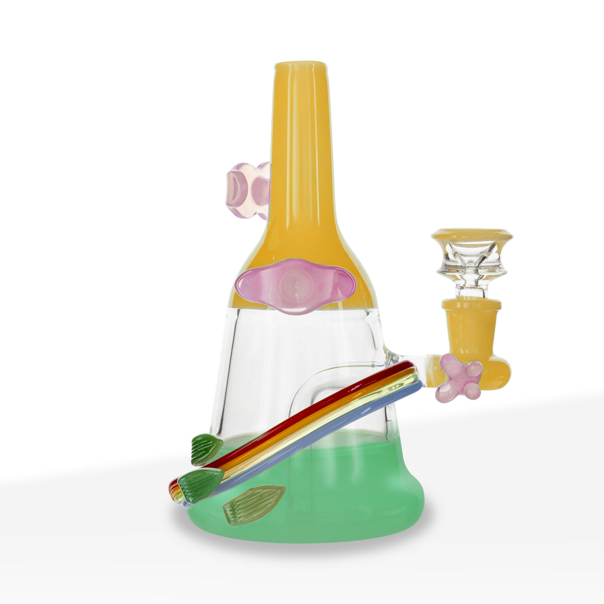 Water Pipe | Spaceboy Colorful Beaker | 7" - Glass - Various Colors - Biohazard Inc - Yellow and Green