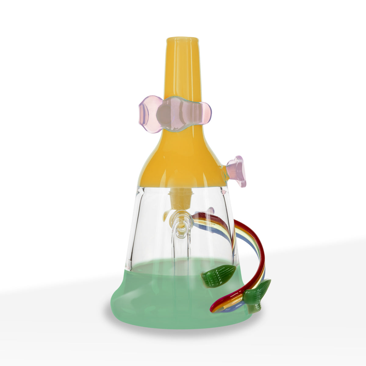 Water Pipe | Spaceboy Colorful Beaker | 7" - Glass - Various Colors - Biohazard Inc - Yellow and Green