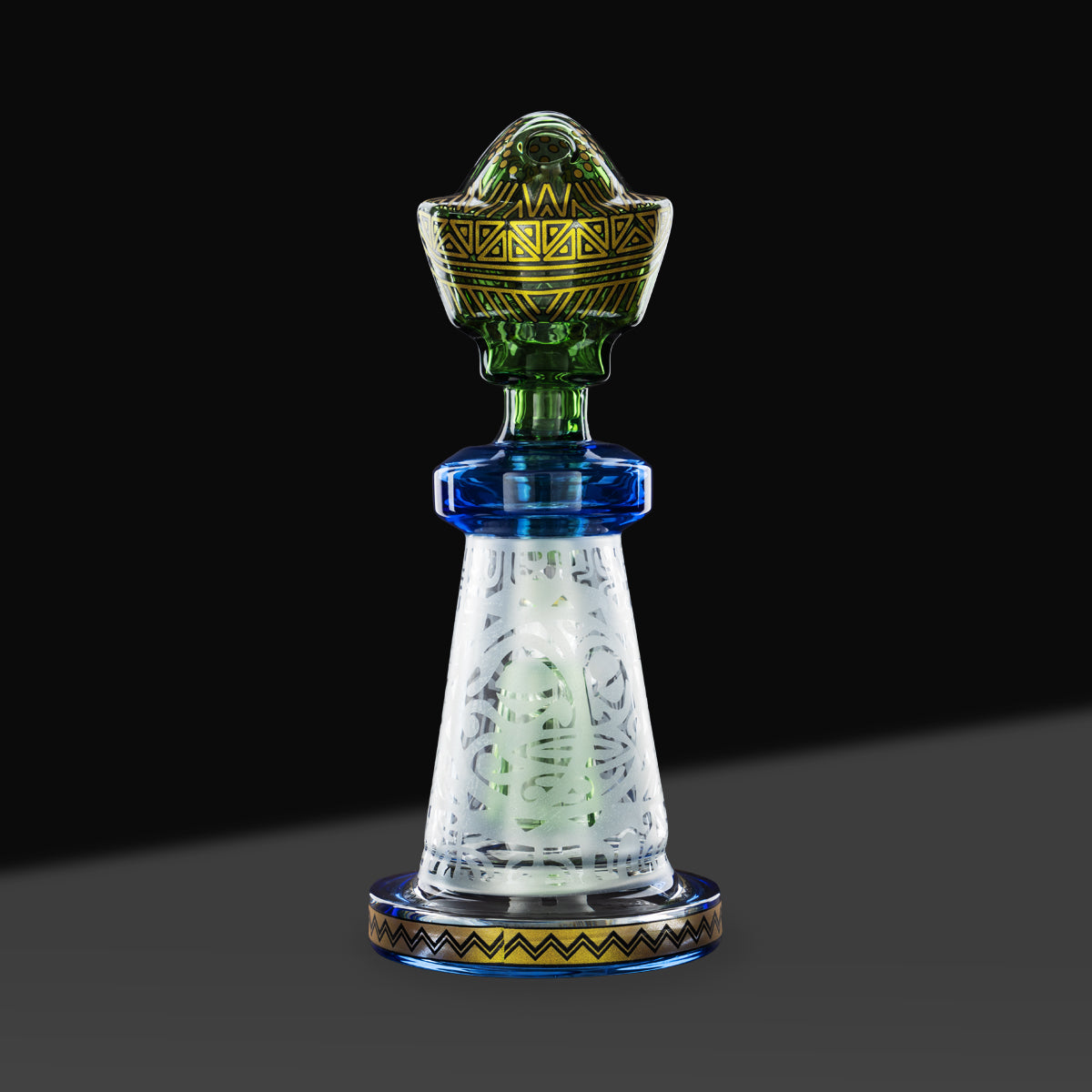 Water Pipe | Etched Colorful Beaker | 9" - Glass - Various Colors - Biohazard Inc - Green