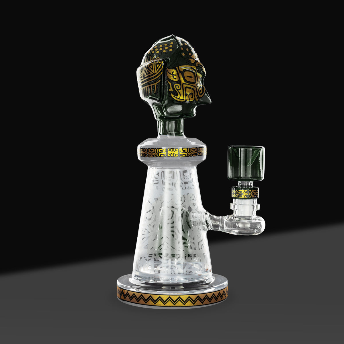 Water Pipe | Etched Colorful Beaker | 9" - Glass - Various Colors - Biohazard Inc - Gray