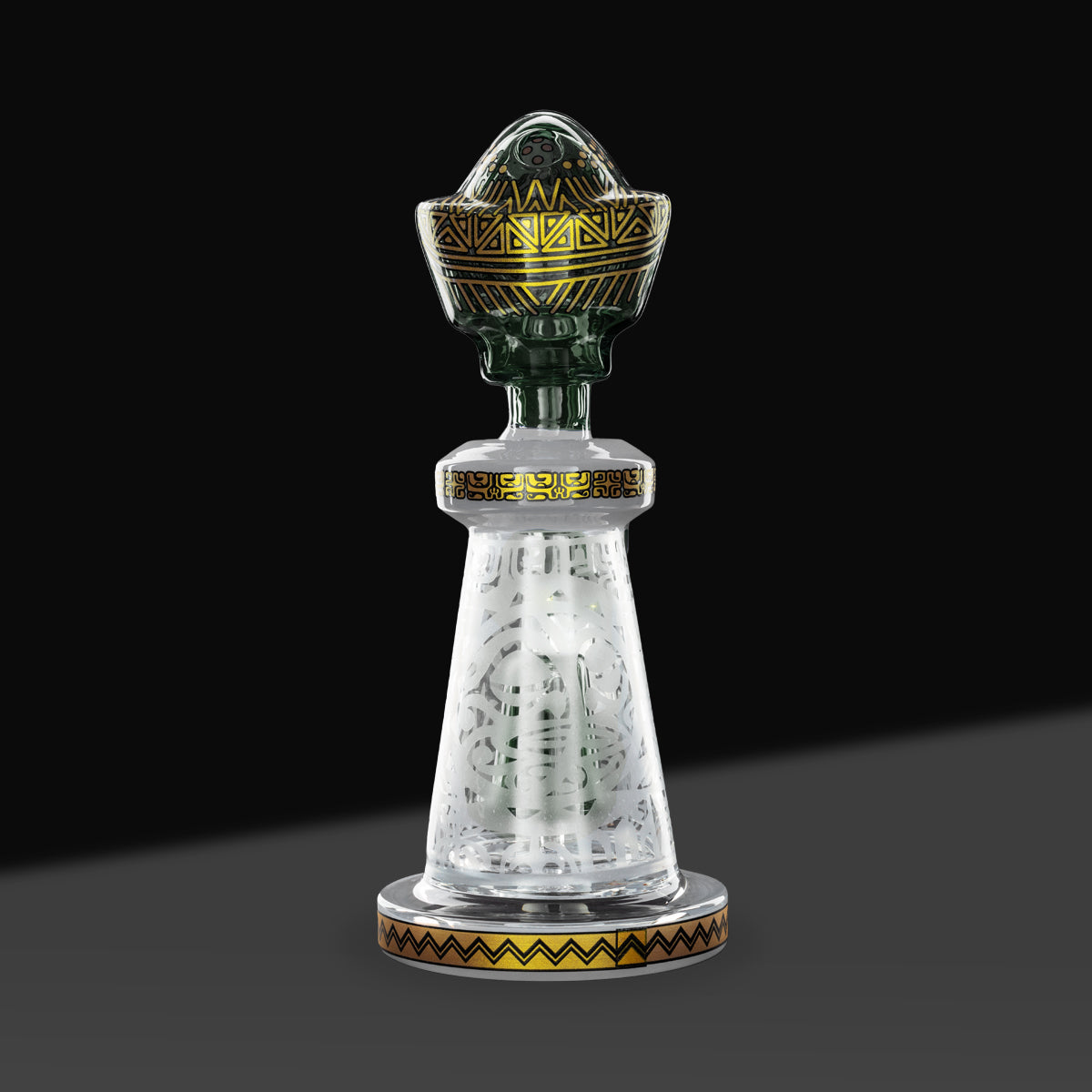 Water Pipe | Etched Tribal Beaker | 9" - Glass - Various Colors