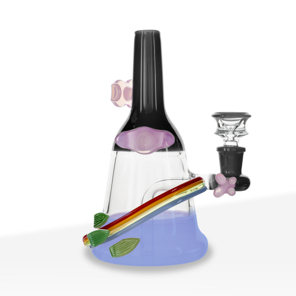 Water Pipe | Spaceboy Colorful Beaker | 7" - Glass - Various Colors - Biohazard Inc - Black and Blue