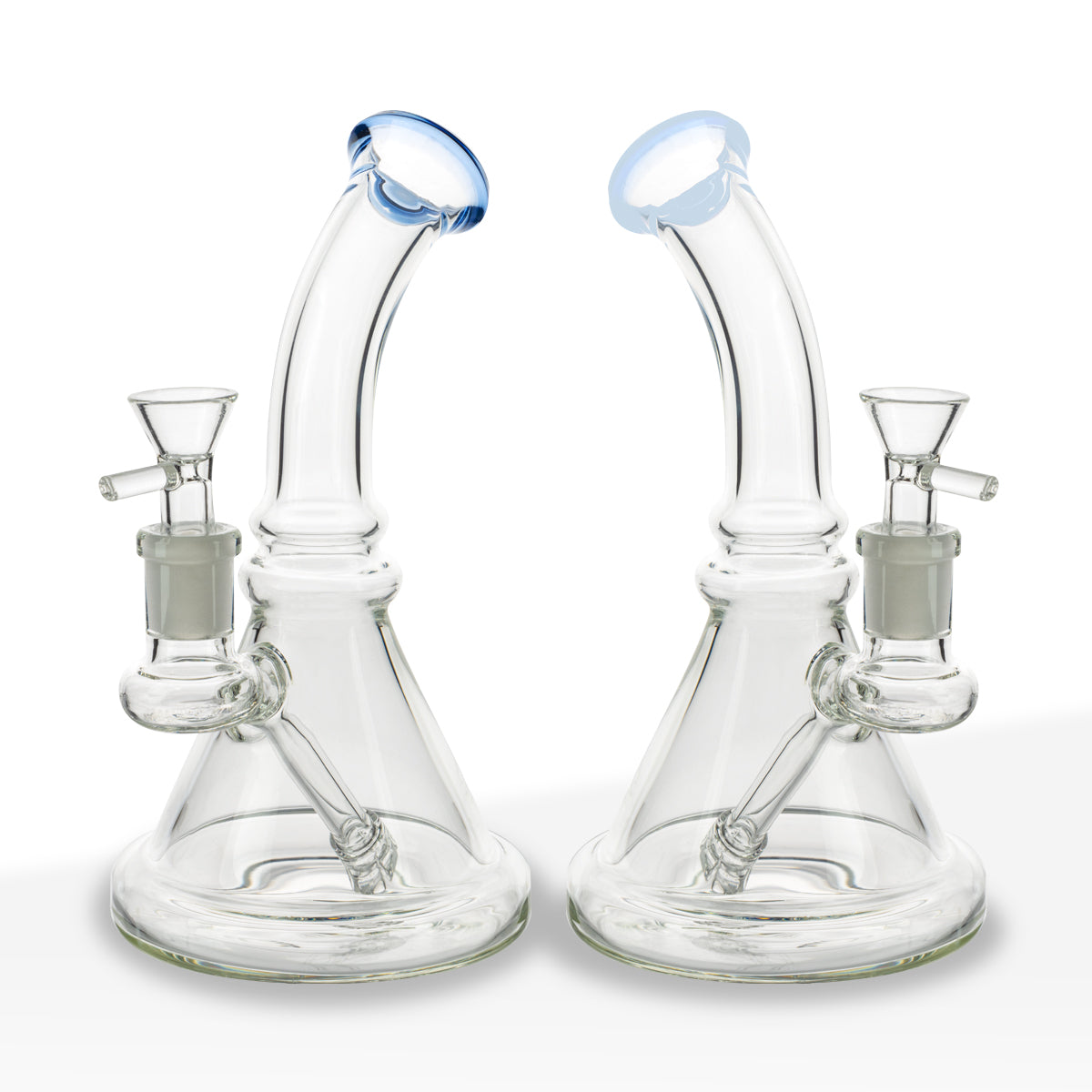 Water Pipe | Color Trim Beaker w/ Built-In Downstem | 7" - Glass - Assorted Colors - Biohazard Inc