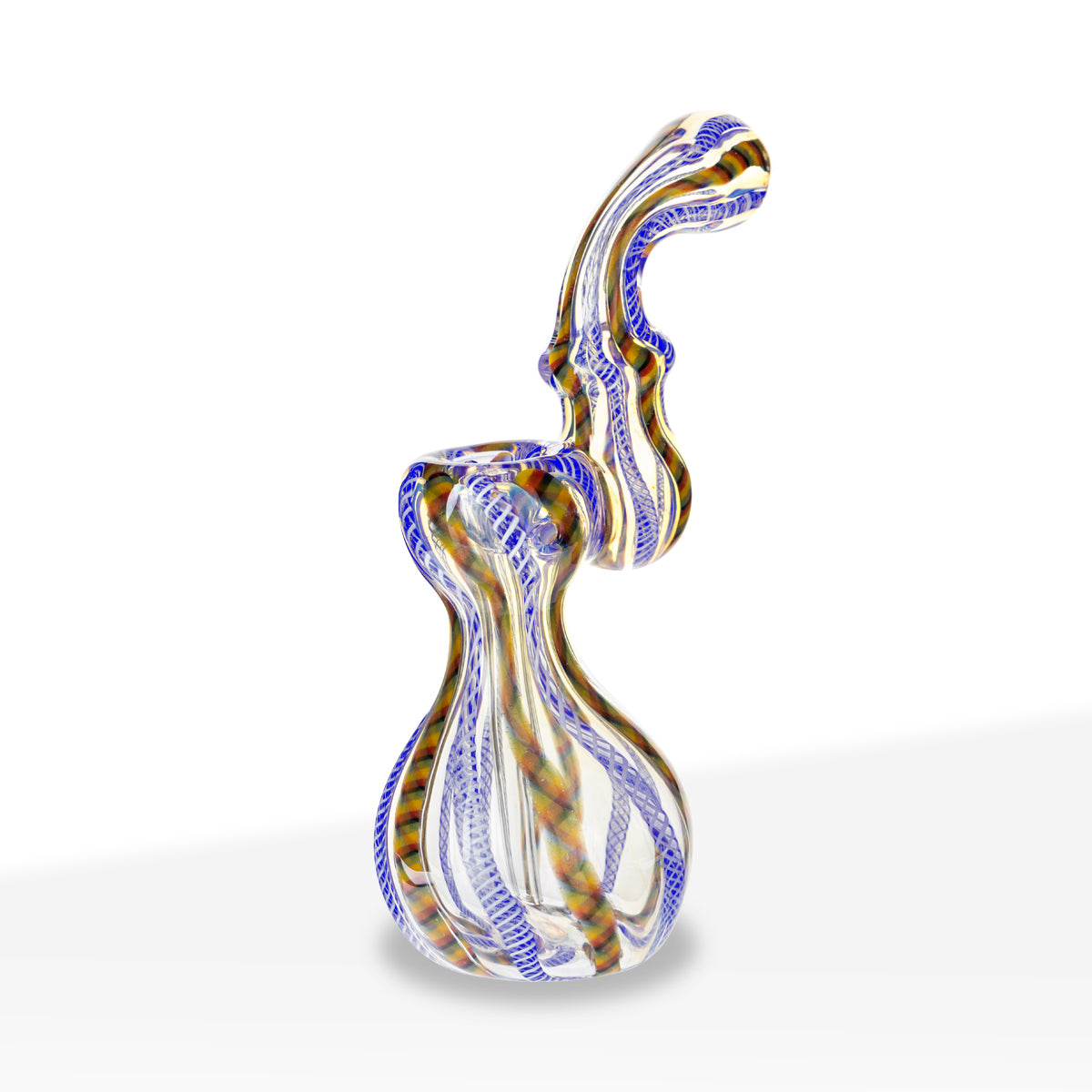 Bubbler | Small Single Diffused Fumed | 4-6" - Assorted Colors - Biohazard Inc - Rasta and Blue Stripes