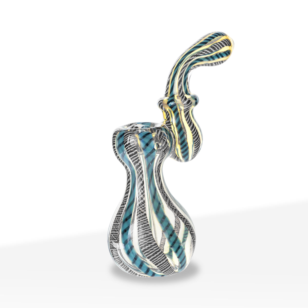 Bubbler | Small Single Diffused Fumed | 4-6" - Assorted Colors - Biohazard Inc - Cyan / Black and Black / White Stripes