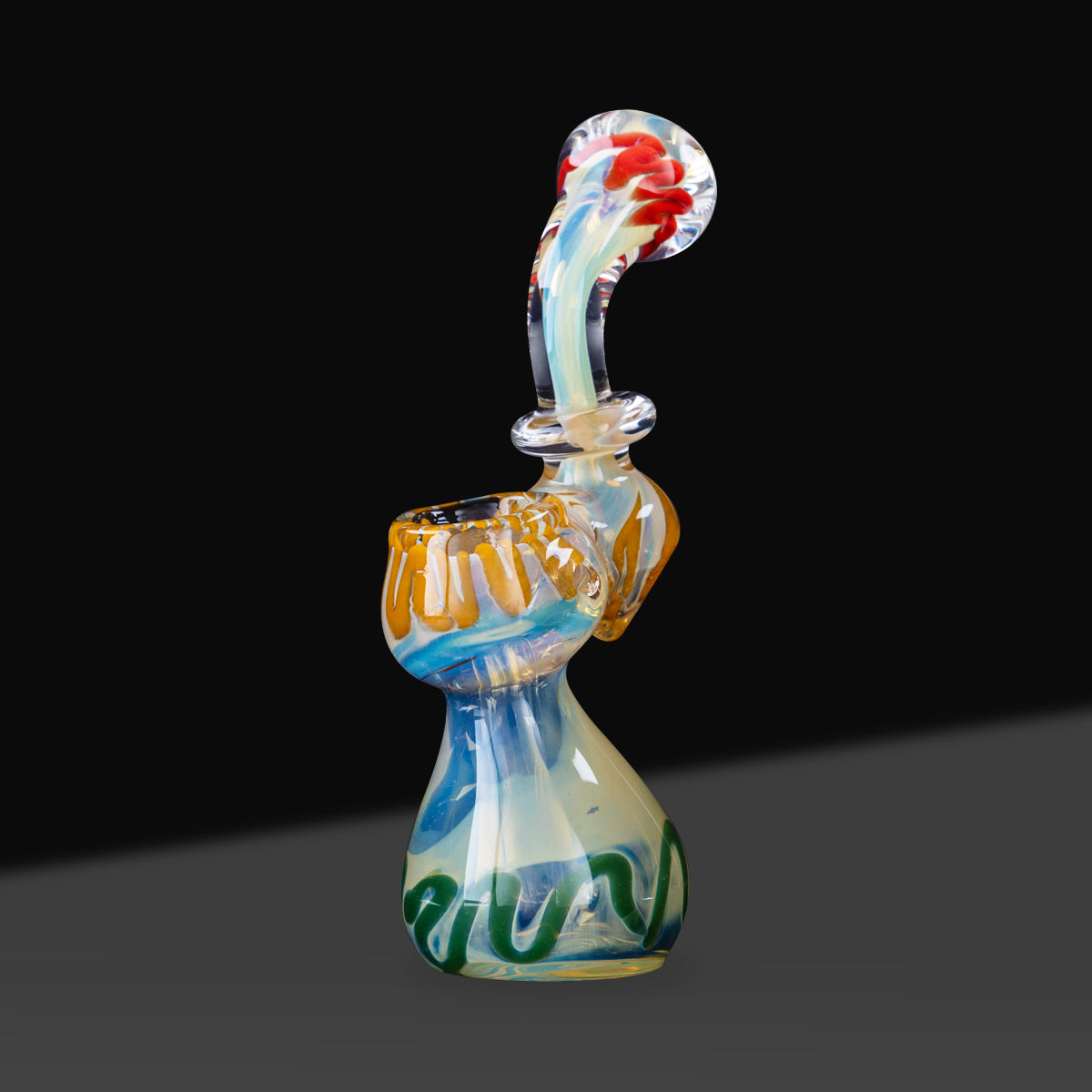 Bubbler | Rasta Striped & Fumed Glass Bubbler | 5" - Rasta - Biohazard Inc