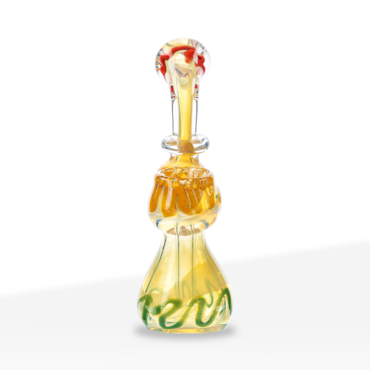 Bubbler | Rasta Striped & Fumed Glass Bubbler | 5" - Rasta - Biohazard Inc