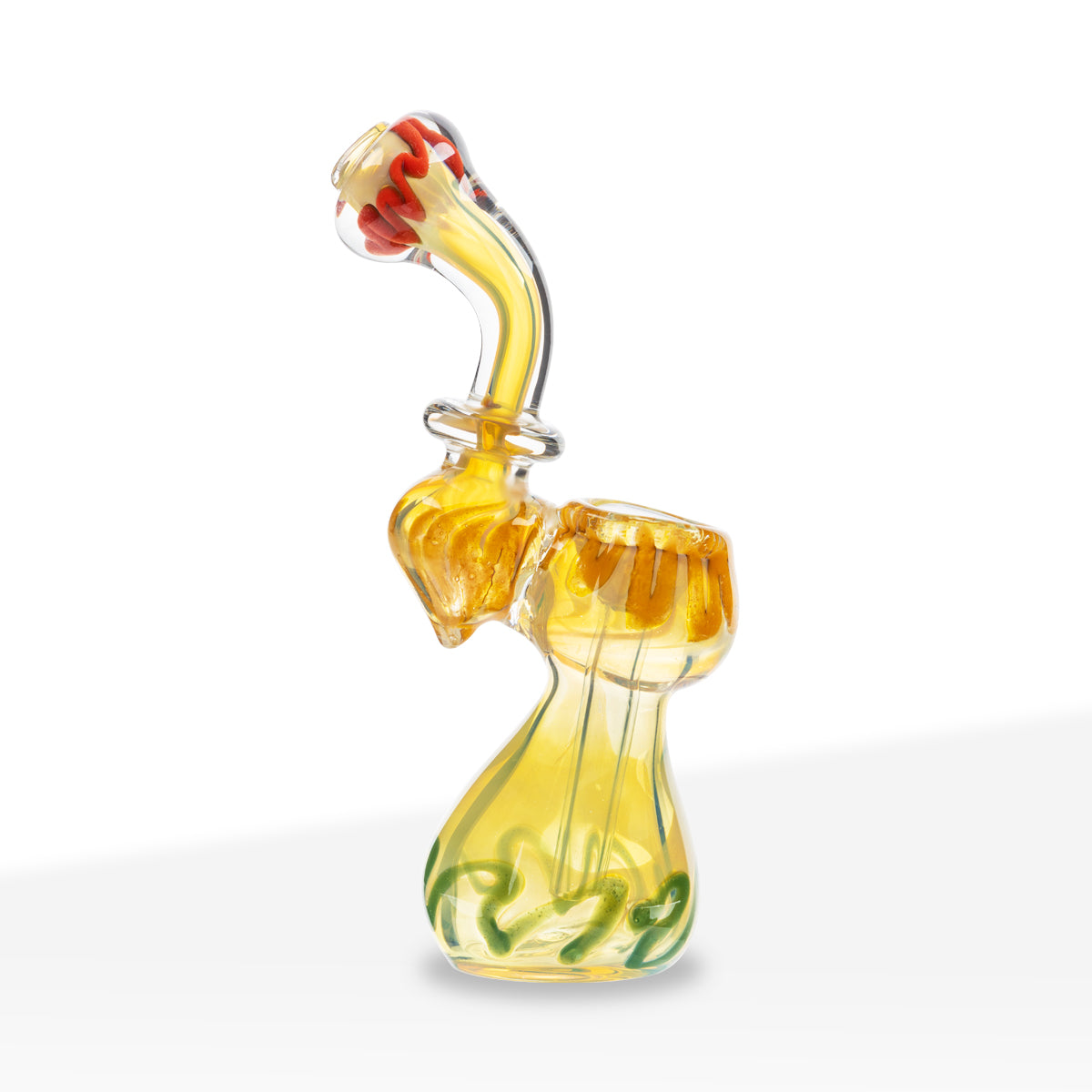 Bubbler | Rasta Striped & Fumed Glass Bubbler | 5" - Rasta - Biohazard Inc