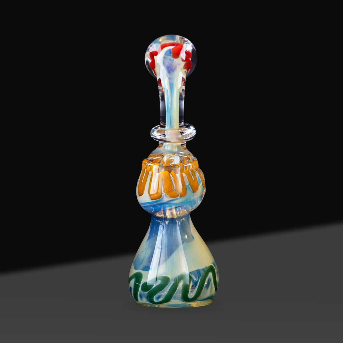 Bubbler | Rasta Striped & Fumed Glass Bubbler | 5" - Rasta - Biohazard Inc