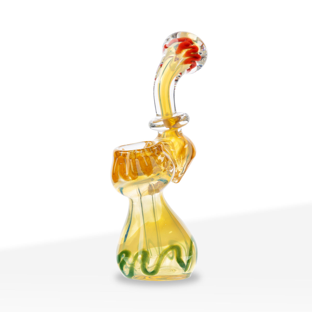 Bubbler | Rasta Striped & Fumed Glass Bubbler | 5" - Rasta - Biohazard Inc