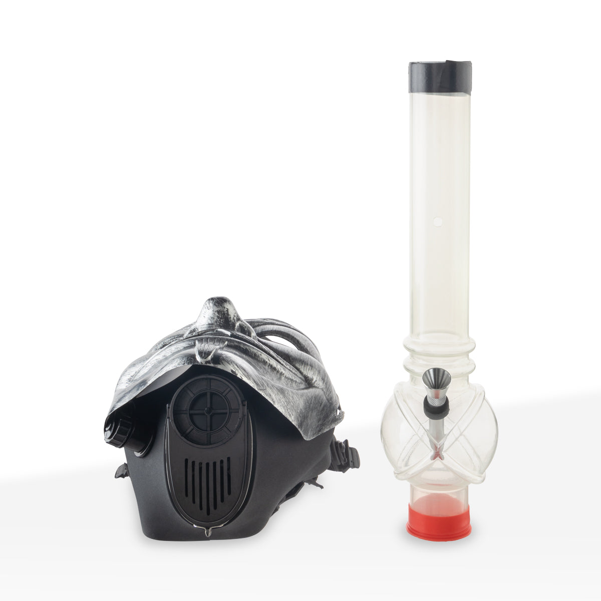 Gas Mask | Guy Fawkes Silver Mask Water Pipe | 12" - Acrylic - Assorted Colors