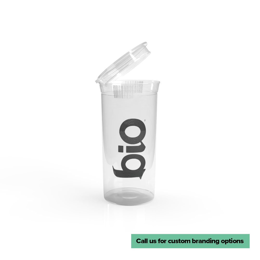 Plastic Pop Top Bottles | 19 Dram - 3.5 Grams - 225 Count - Various Colors - Direct Print - Biohazard Inc