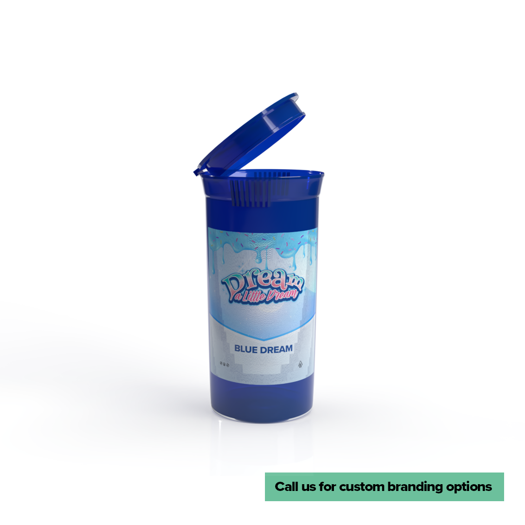 Plastic Pop Top Bottles | 19 Dram - 3.5 Grams - 225 Count - Various Colors - Label - Biohazard Inc