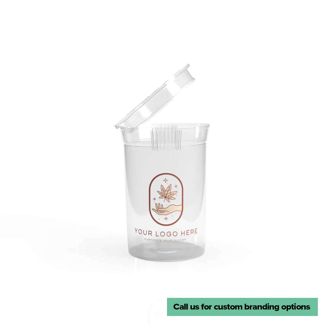 Plastic Pop Top Bottles | 30 Dram - 7 Grams - 160 Count - Various Colors - Direct Print - Biohazard Inc