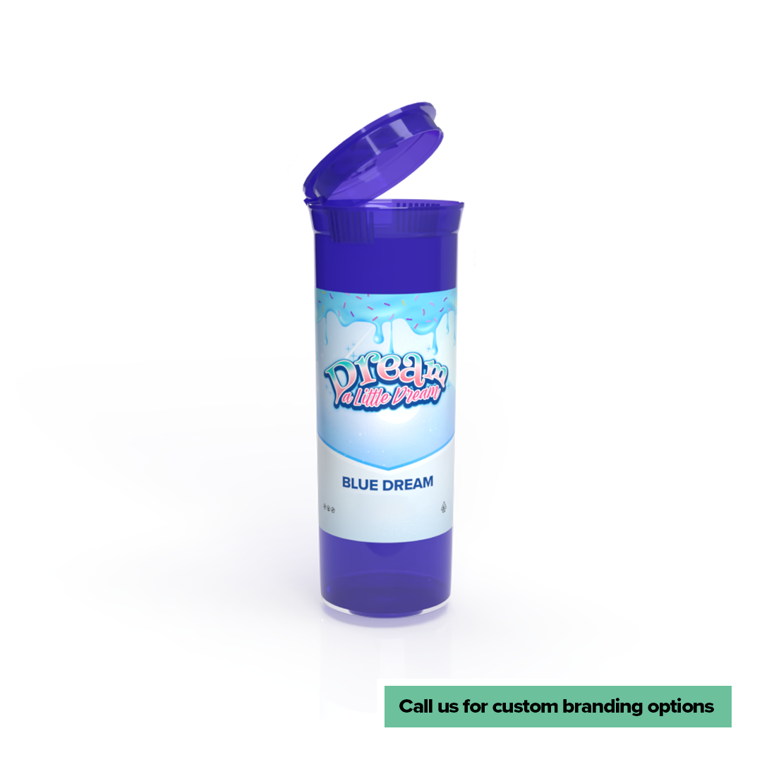 Plastic Pop Top Bottles | 60 Dram - 14 Grams - 75 Count - Various Colors - Label - Biohazard Inc