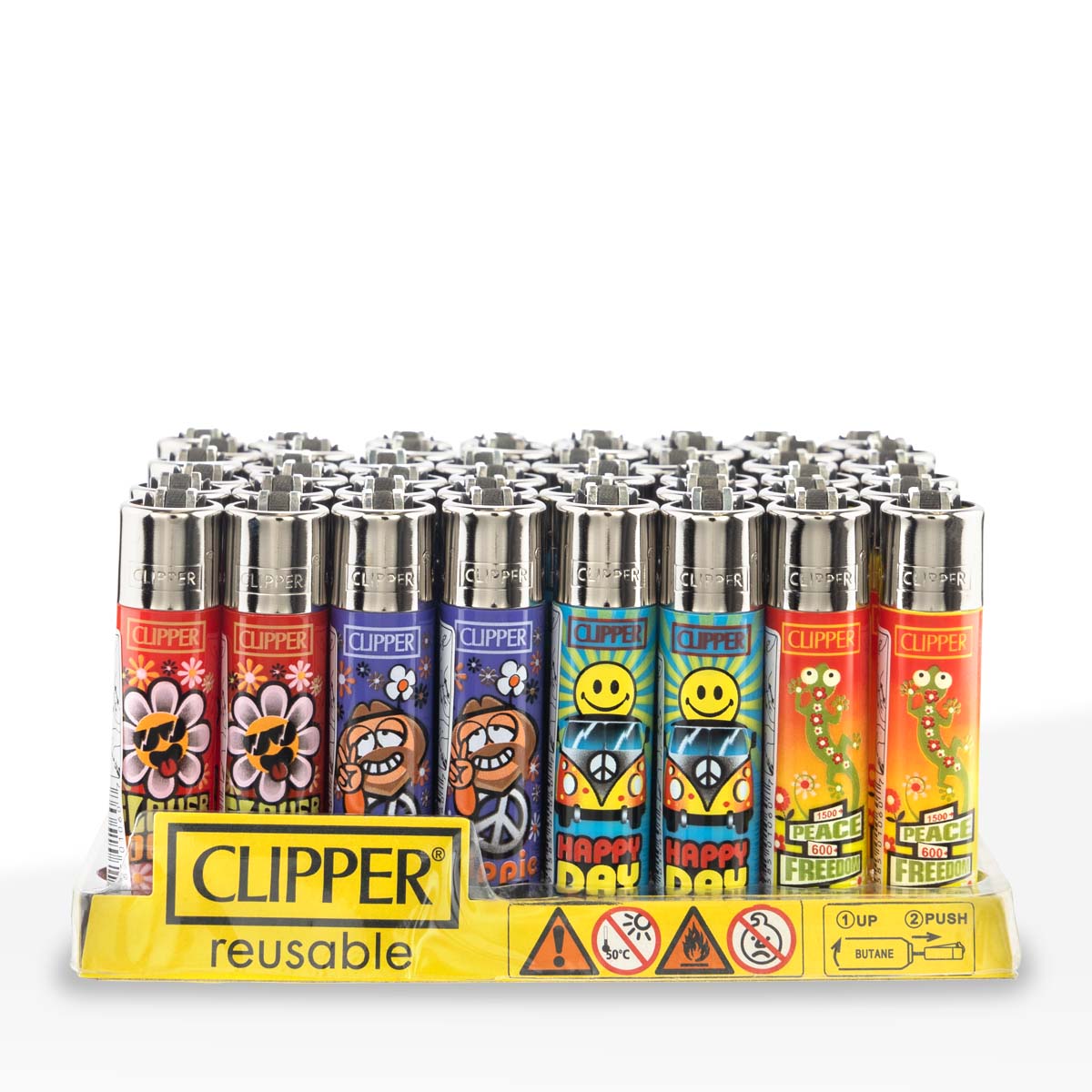 Clipper® | 'Retail Display' Hippie S2 Lighters | 48 Count