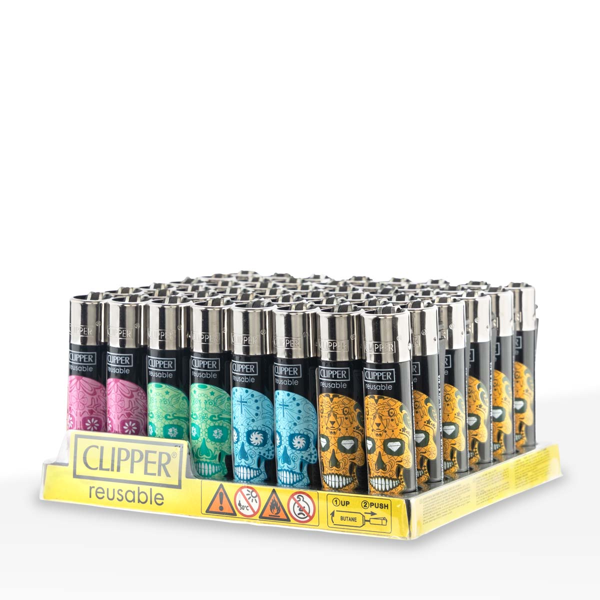 Clipper® | 'Retail Display' Skulls S1 Lighters | 48 Count