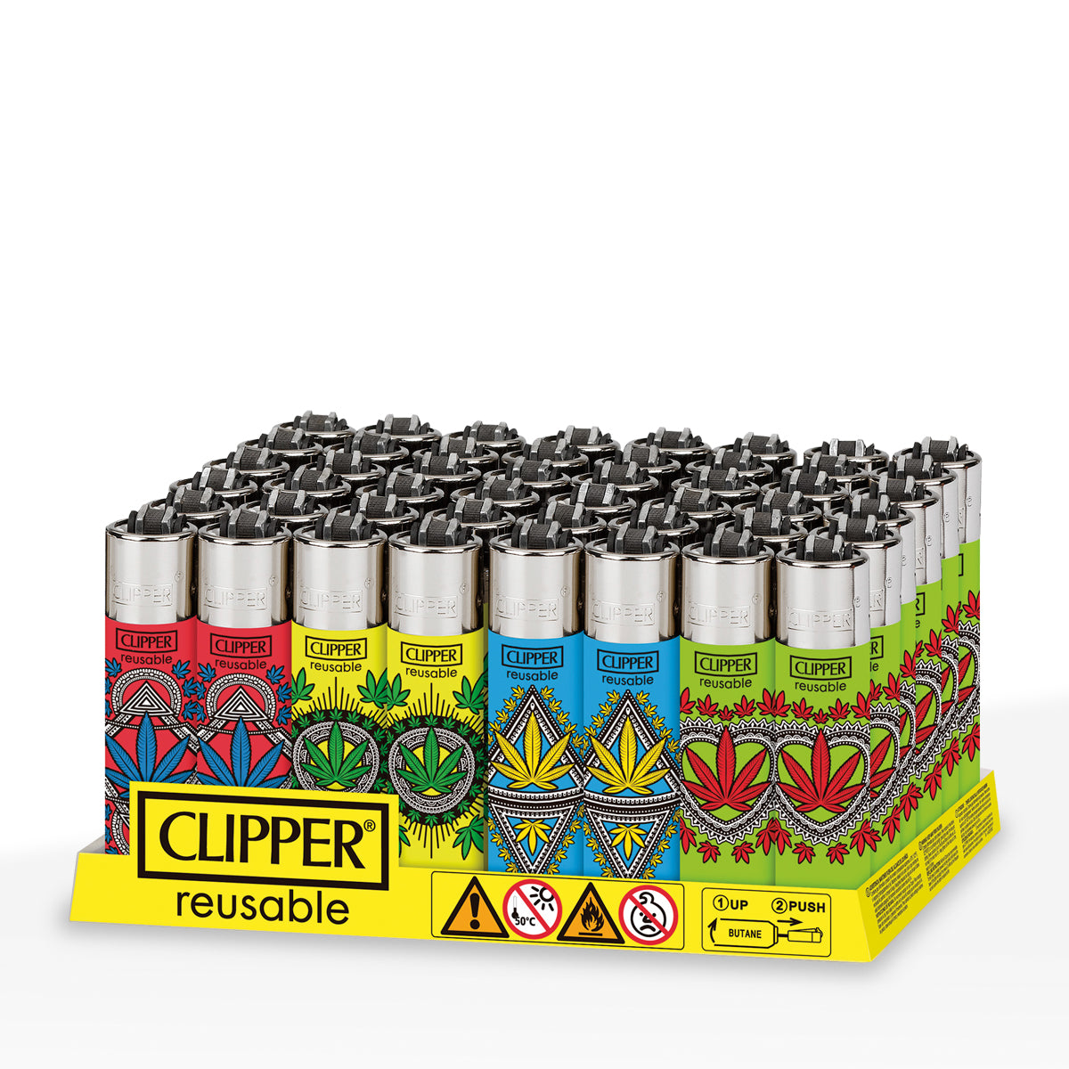 Clipper® | 'Retail Display' Fractal Leaves Lighters | 48 Count