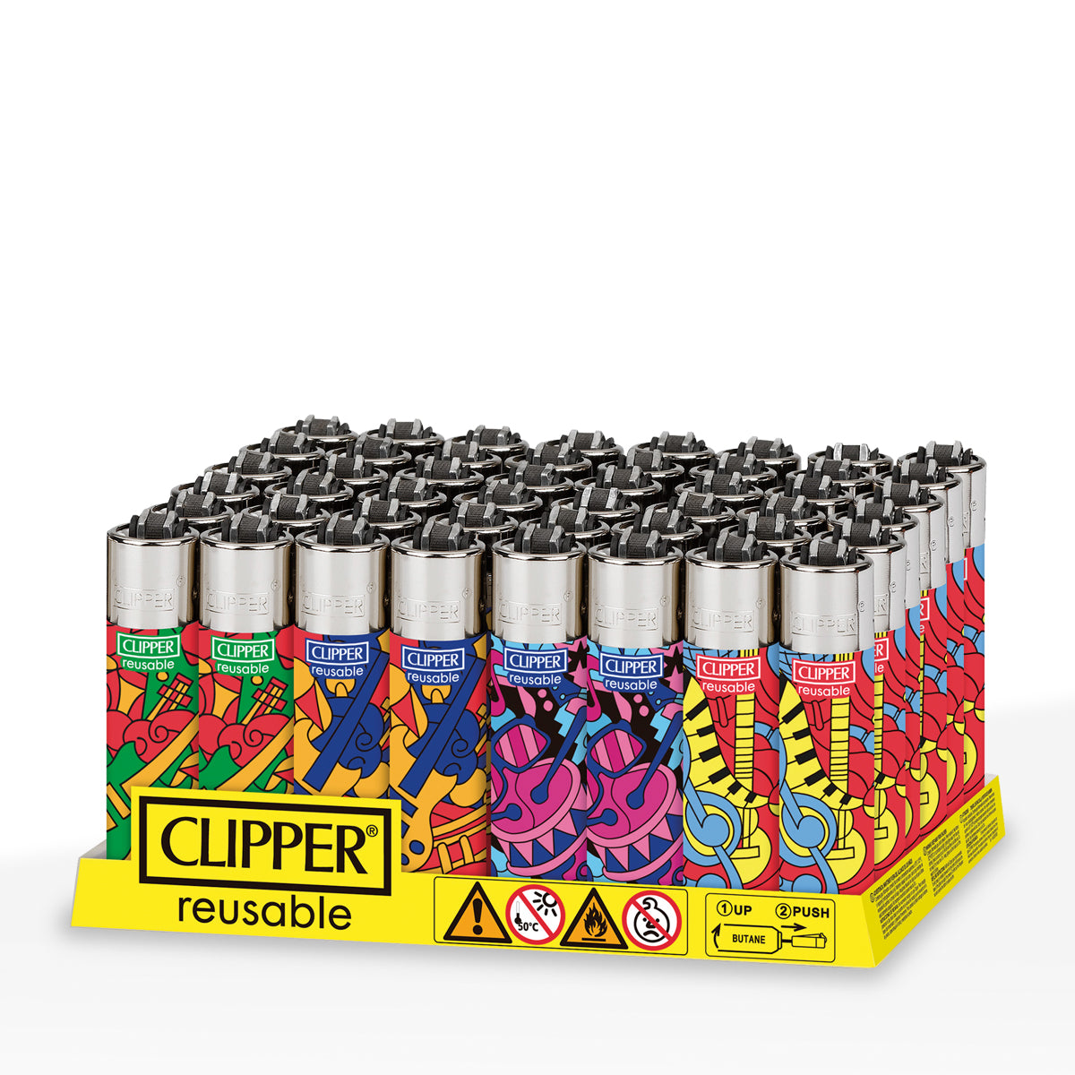 Clipper® | 'Retail Display' Art Music Shapes Lighters | 48 Count